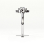 Aarinya Majestic Round Halo Ring, The Imperial Brilliance Statement Ring, Classic Halo Solitaire with Plain Band