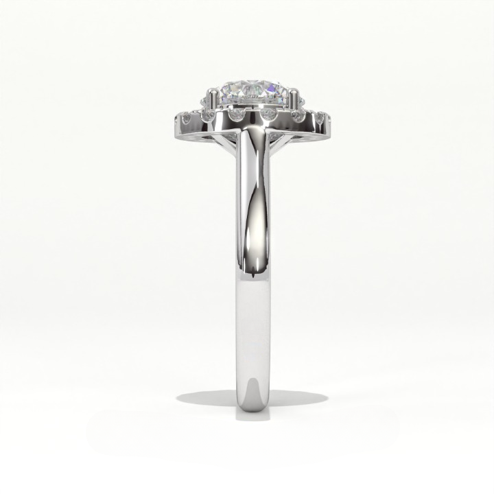 Aarinya Majestic Round Halo Ring, The Imperial Brilliance Statement Ring, Classic Halo Solitaire with Plain Band