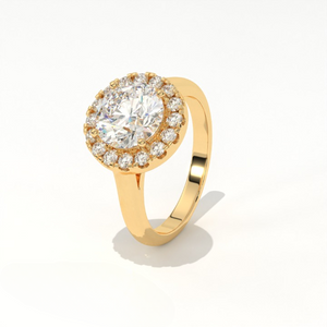 Aarinya Majestic Round Halo Ring, The Imperial Brilliance Statement Ring