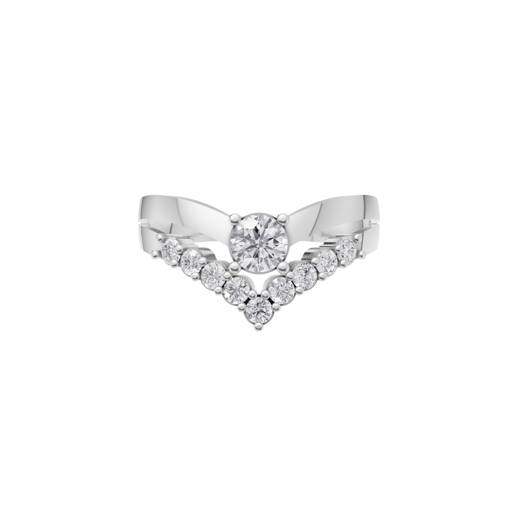 Aarinya Double Wishbone Halo Lab Grown Diamond Ring, The Crown V-Chevron Diamond Ring