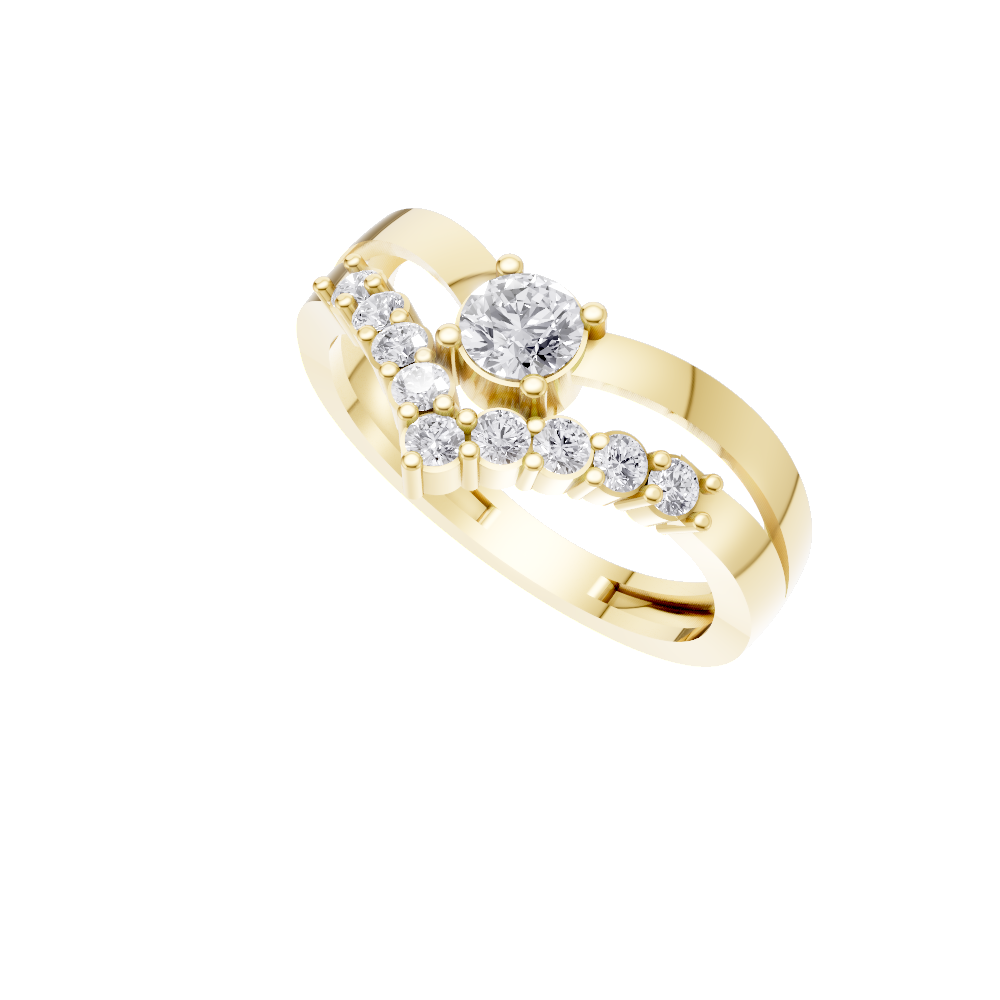 Aarinya Double Wishbone Halo Lab Grown Diamond Ring, The Crown V-Chevron Diamond Ring