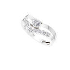 Aarinya Double Wishbone Halo Lab Grown Diamond Ring, The Crown V-Chevron Diamond Ring