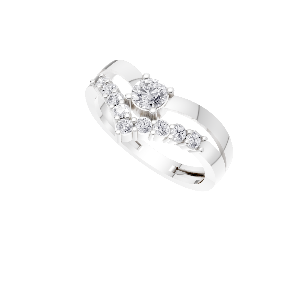Aarinya Double Wishbone Halo Lab Grown Diamond Ring, The Crown V-Chevron Diamond Ring
