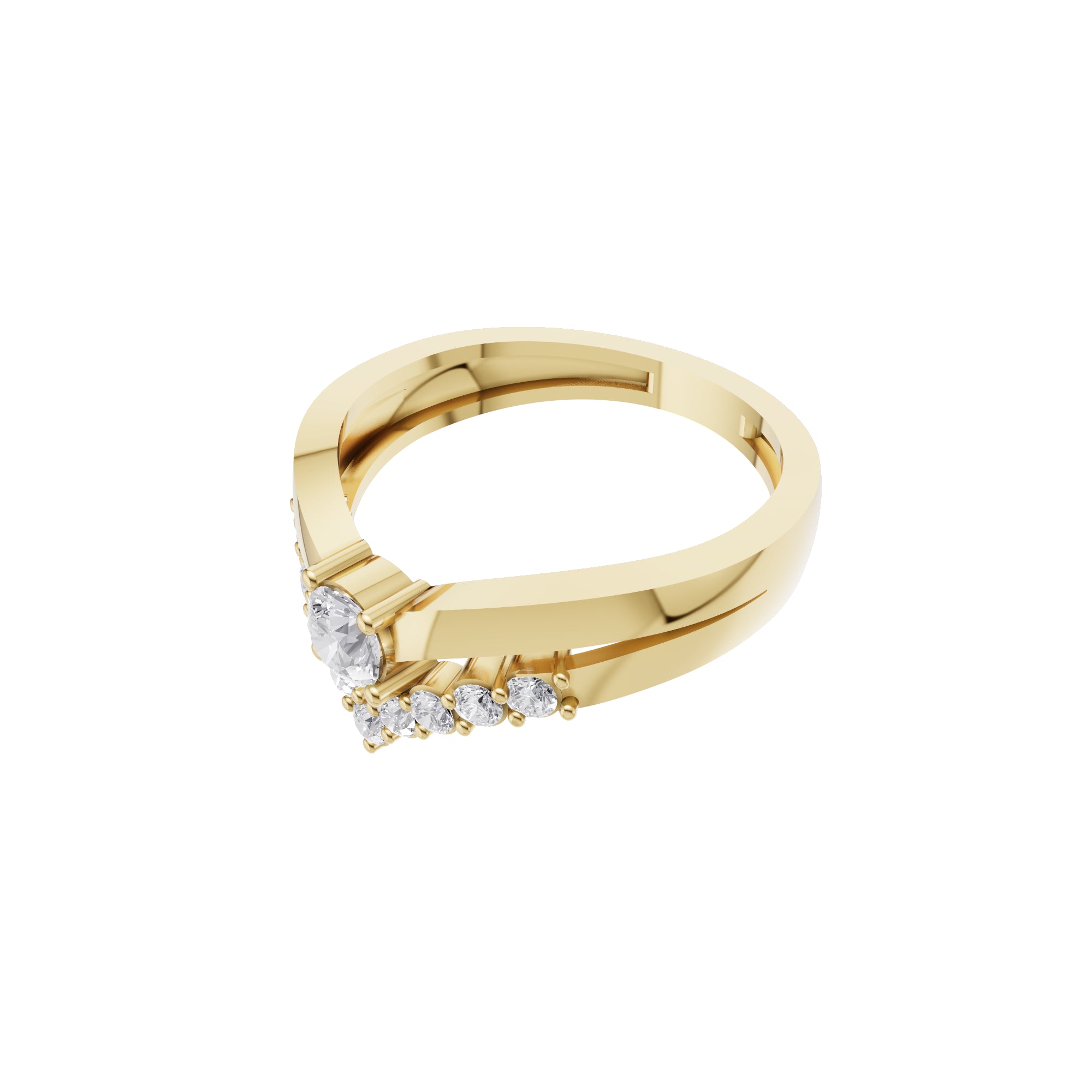 Aarinya Double Wishbone Halo Lab Grown Diamond Ring, The Crown V-Chevron Diamond Ring