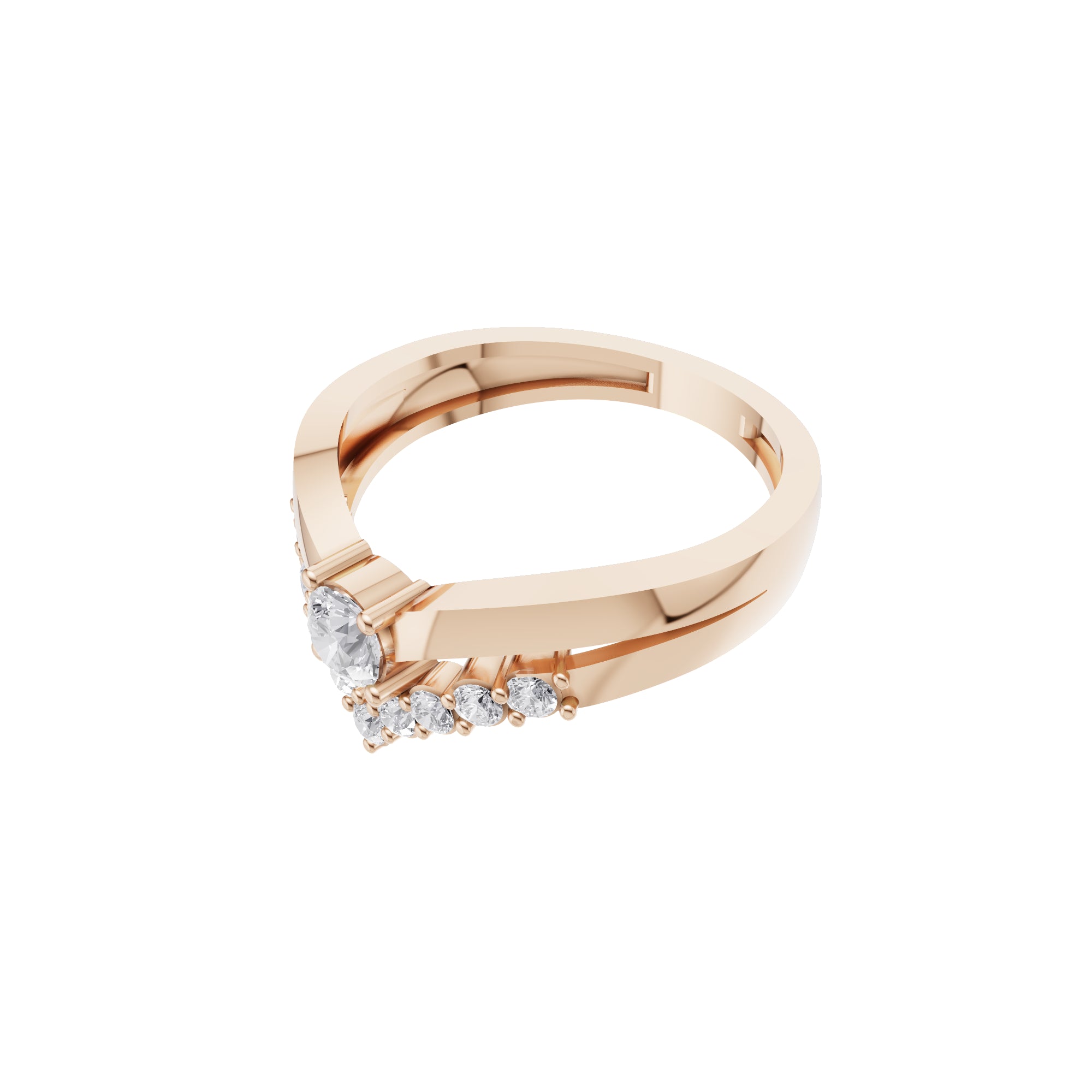 Aarinya Double Wishbone Halo Lab Grown Diamond Ring, The Crown V-Chevron Diamond Ring