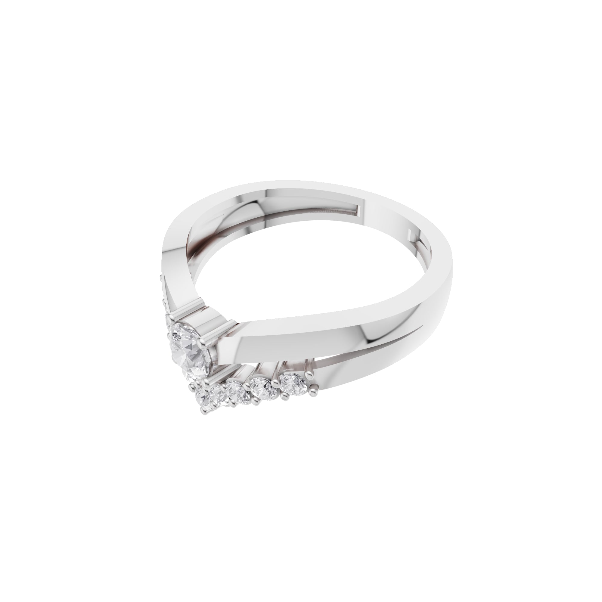 Aarinya Double Wishbone Halo Lab Grown Diamond Ring, The Crown V-Chevron Diamond Ring