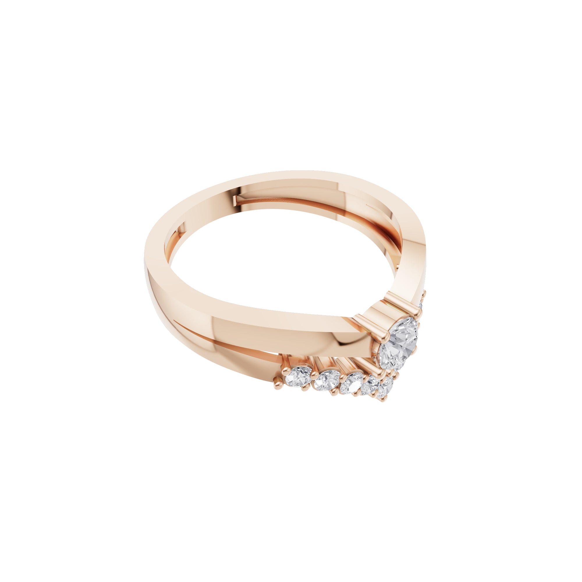 Aarinya Double Wishbone Halo Lab Grown Diamond Ring, The Crown V-Chevron Diamond Ring