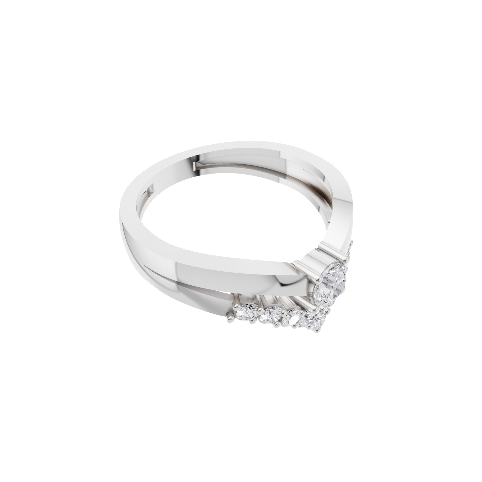Aarinya Double Wishbone Halo Lab Grown Diamond Ring, The Crown V-Chevron Diamond Ring