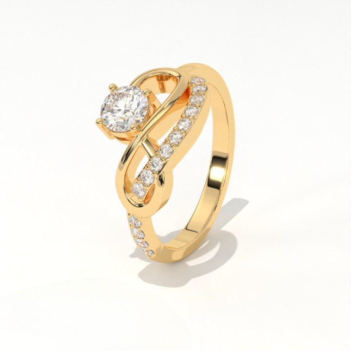 Aarinya Infinitia Wave Ring, The Endless Devotion Infinity Ring, culptural Infinity Diamond Loop Ring
