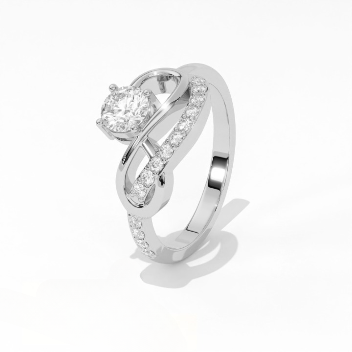Aarinya Infinitia Wave Ring, The Endless Devotion Infinity Ring, culptural Infinity Diamond Loop Ring