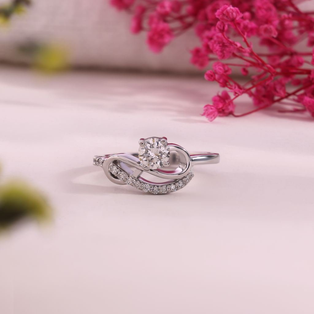 Aarinya Infinitia Wave Ring, The Endless Devotion Infinity Ring, culptural Infinity Diamond Loop Ring