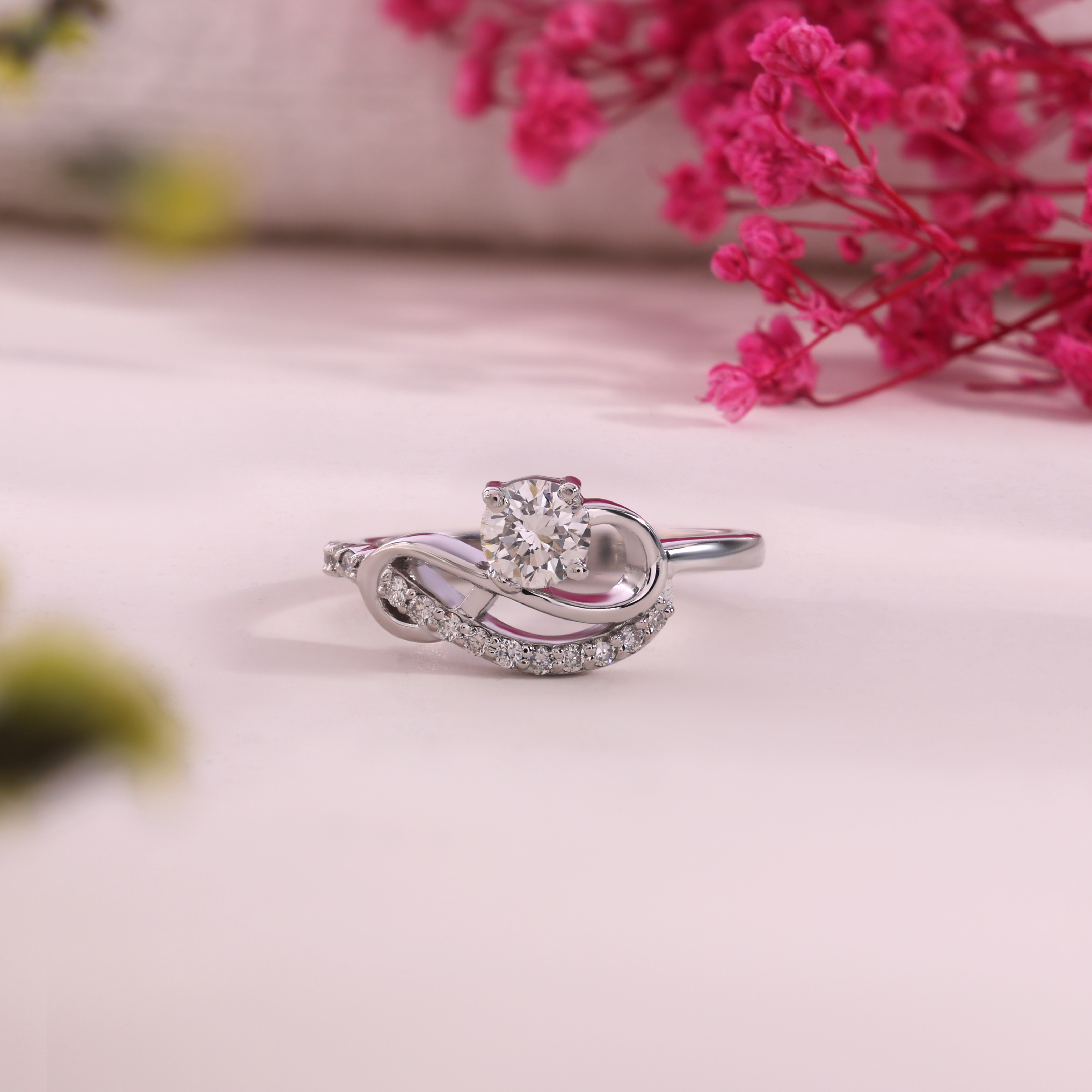 Aarinya Infinitia Wave Ring, The Endless Devotion Infinity Ring, culptural Infinity Diamond Loop Ring