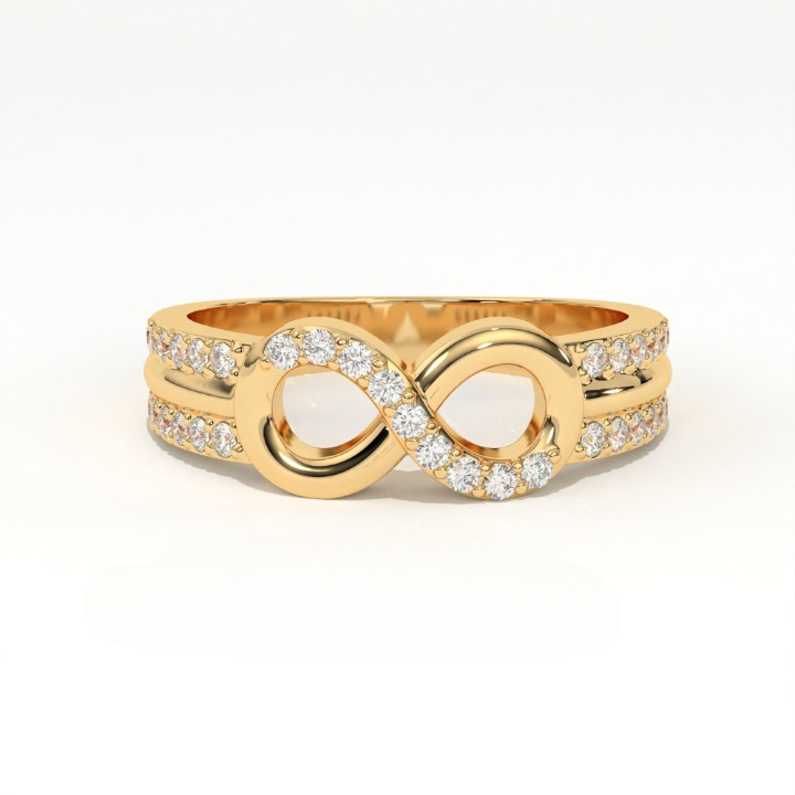Aarinya Endless Infinity Ribbon Pave Band, The Continuous Loop Shimmer Ring, The Eternal Devotion Double-Shank Band