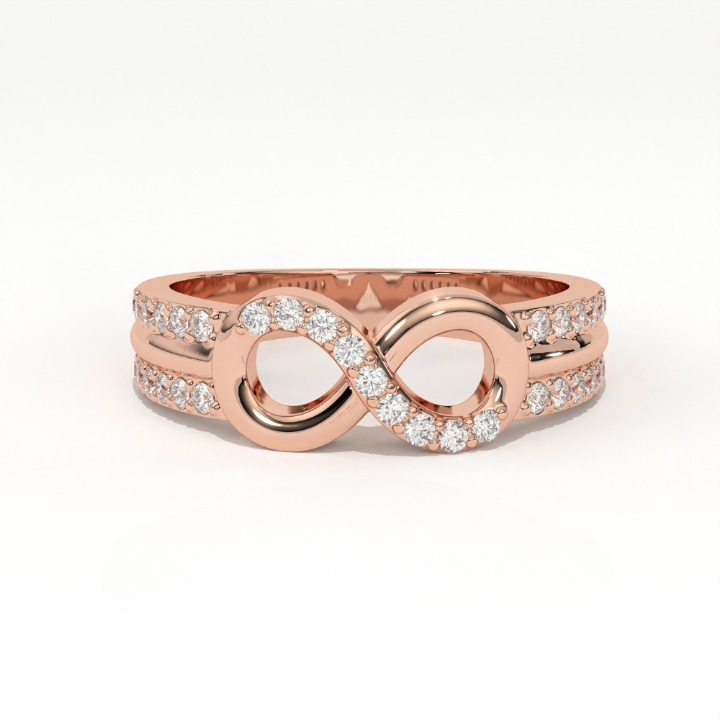 Aarinya Endless Infinity Ribbon Pave Band, The Continuous Loop Shimmer Ring, The Eternal Devotion Double-Shank Band