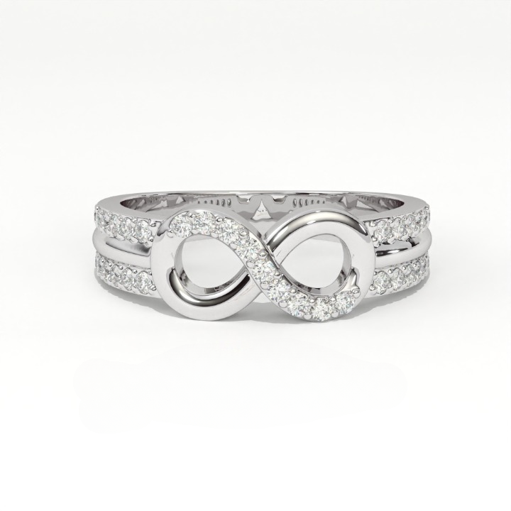Aarinya Endless Infinity Ribbon Pave Band, The Continuous Loop Shimmer Ring, The Eternal Devotion Double-Shank Band