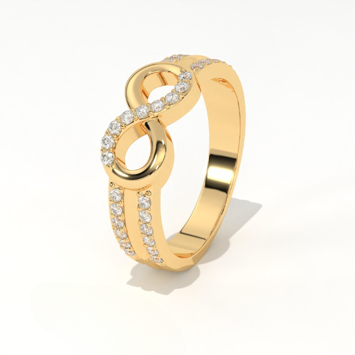 Aarinya Endless Infinity Ribbon Pave Band, The Continuous Loop Shimmer Ring, The Eternal Devotion Double-Shank Band
