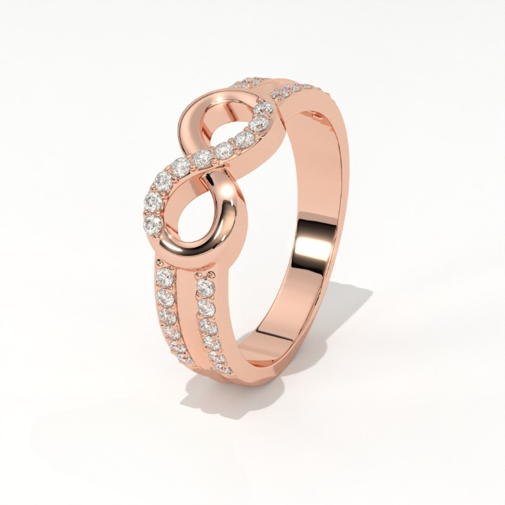 Aarinya Endless Infinity Ribbon Pave Band, The Continuous Loop Shimmer Ring, The Eternal Devotion Double-Shank Band