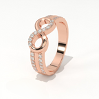 Aarinya Endless Infinity Ribbon Pave Band, The Continuous Loop Shimmer Ring, The Eternal Devotion Double-Shank Band