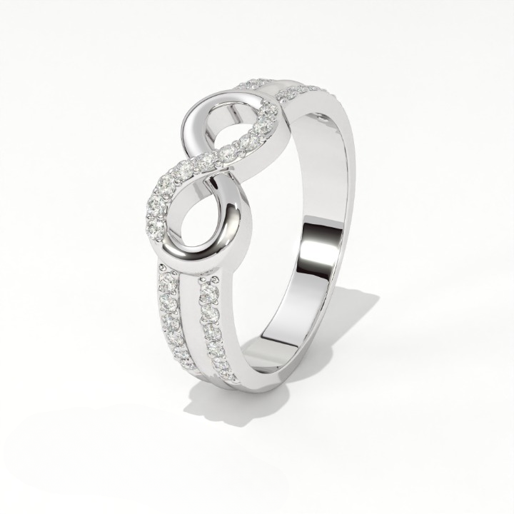 Aarinya Endless Infinity Ribbon Pave Band, The Continuous Loop Shimmer Ring, The Eternal Devotion Double-Shank Band