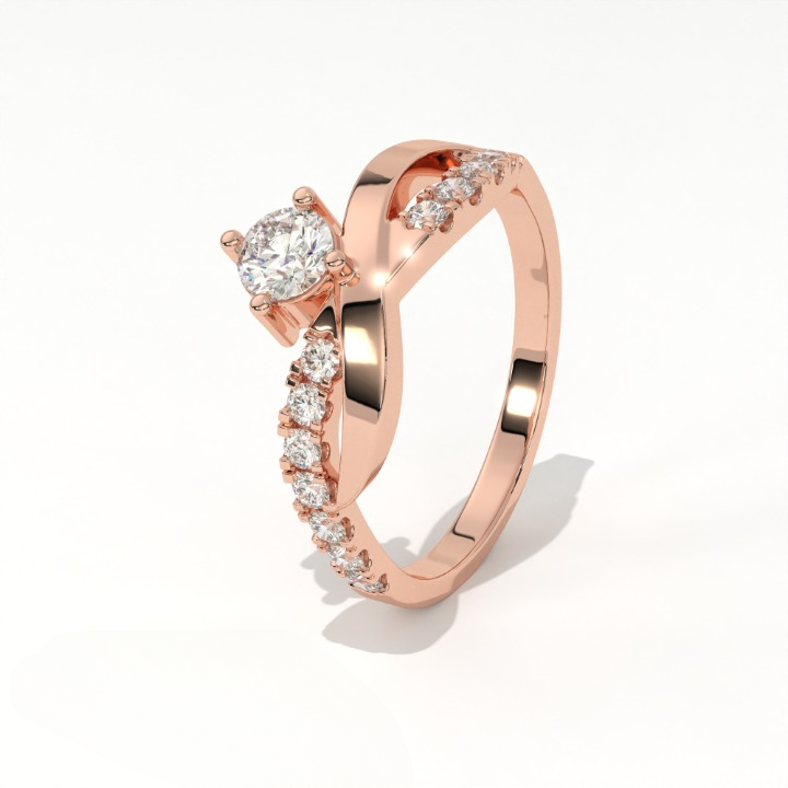 Aarinya Criss Cross Diamond Infinity Ring, The Infinite Devotion Crossover Ring, Rose Gold Infinity Ring