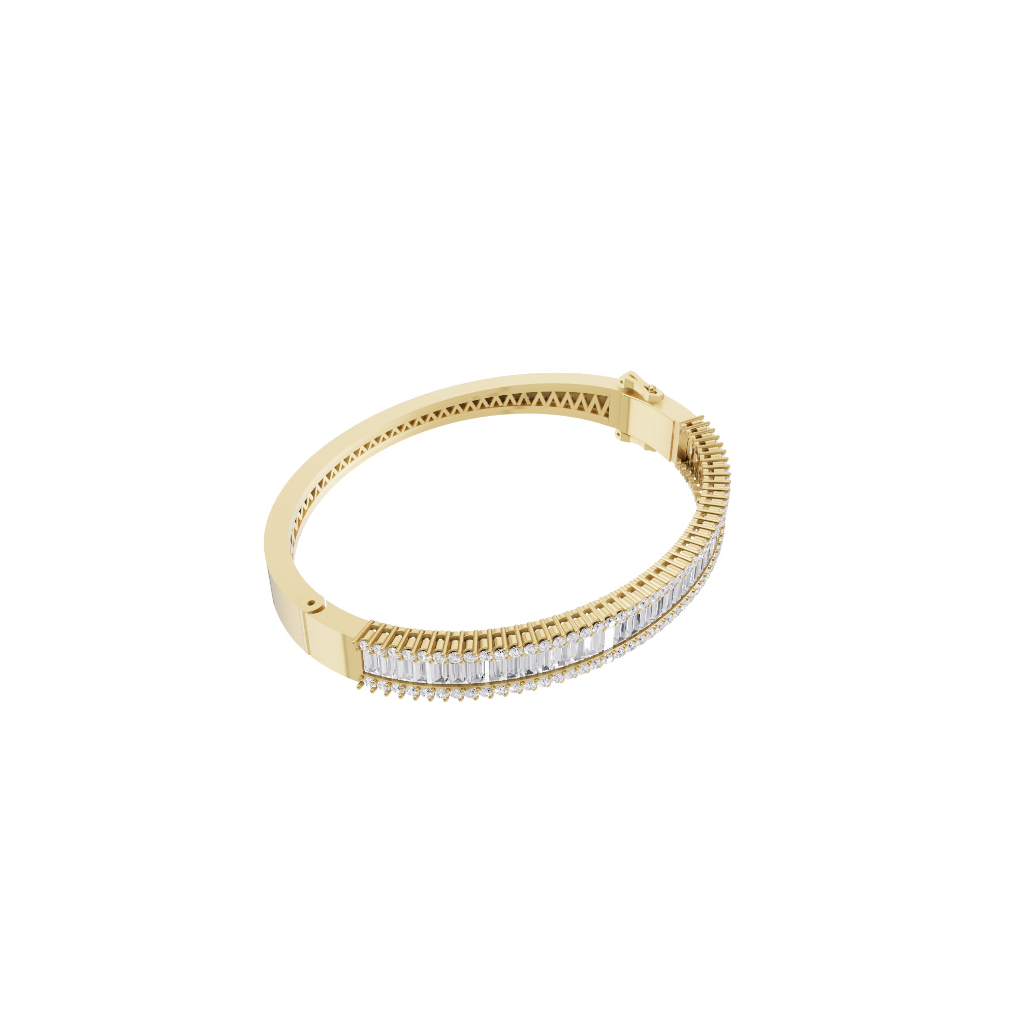 Aarinya Baguette Diamond Kada Bracelet, Linear Luminance Diamond Bracelet