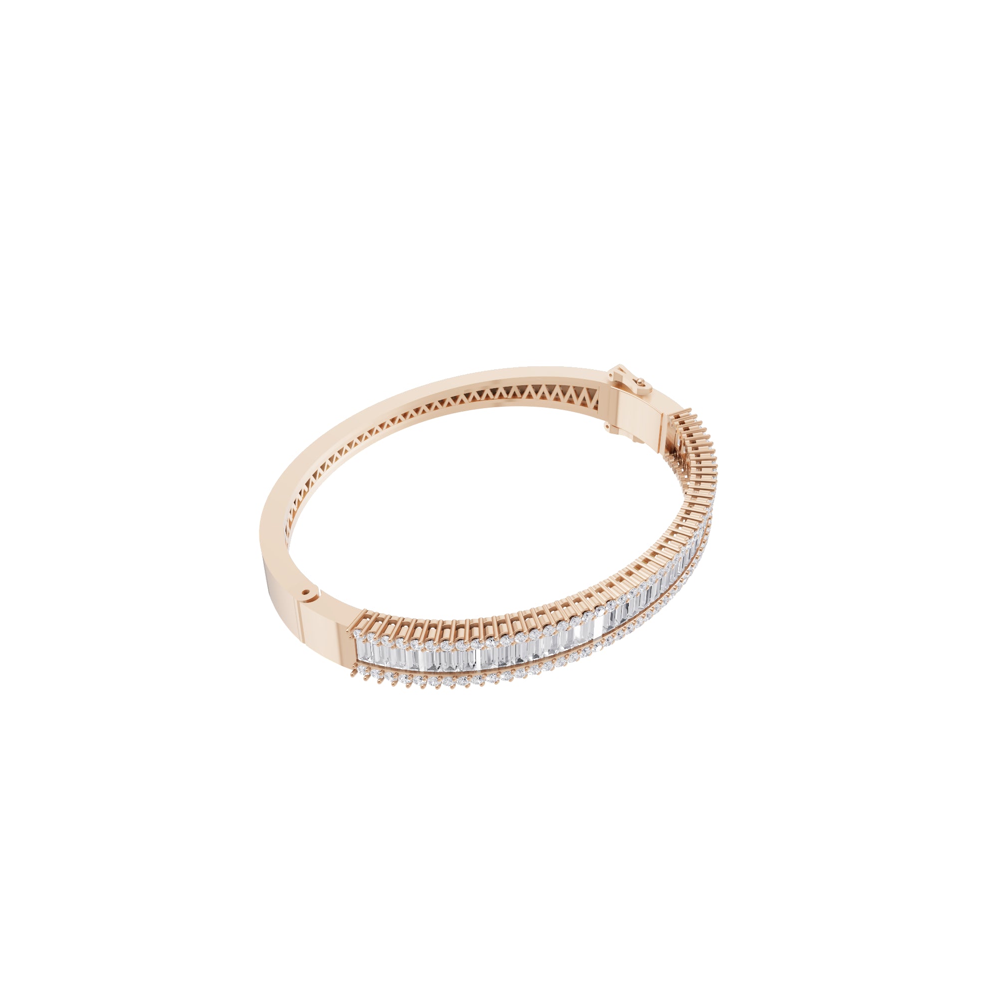 Aarinya Baguette Diamond Kada Bracelet, Linear Luminance Diamond Bracelet