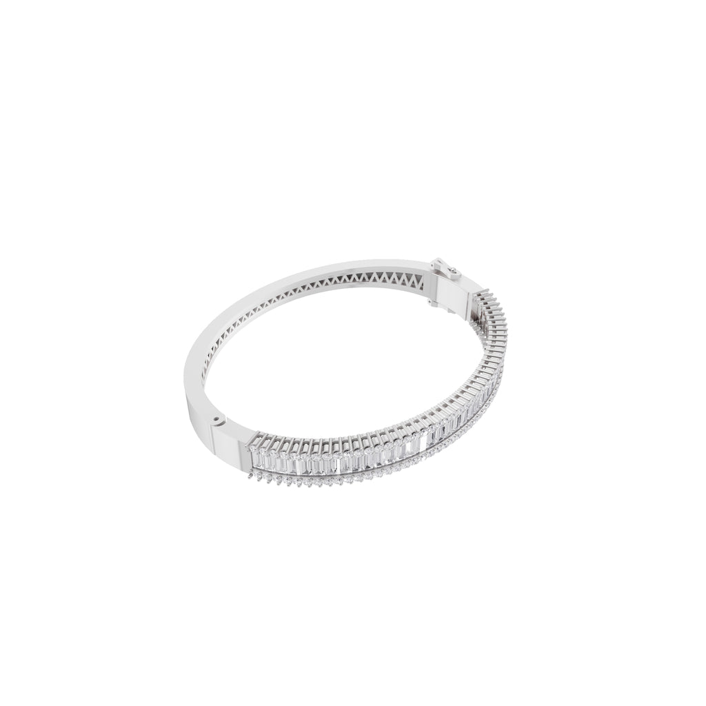 Aarinya Baguette Diamond Kada Bracelet, Linear Luminance Diamond Bracelet