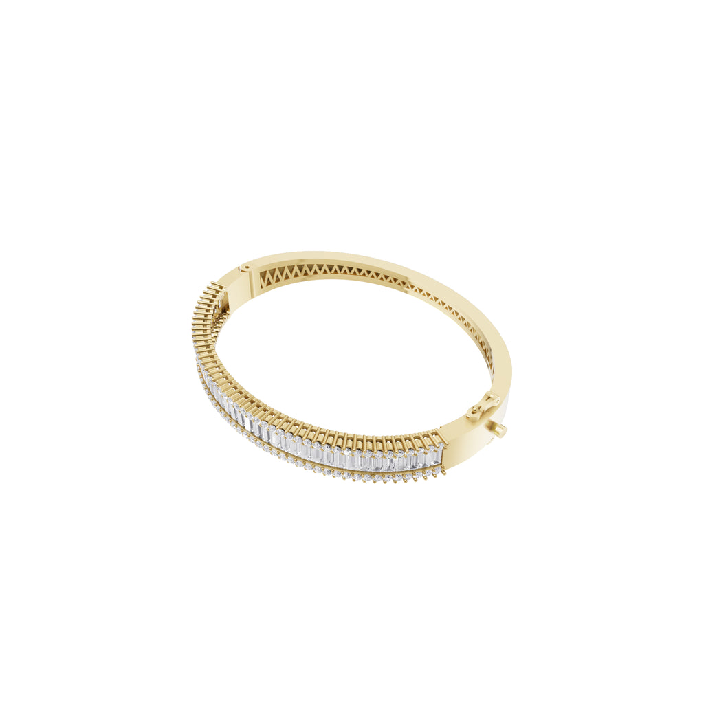 Aarinya Baguette Diamond Kada Bracelet, Linear Luminance Diamond Bracelet