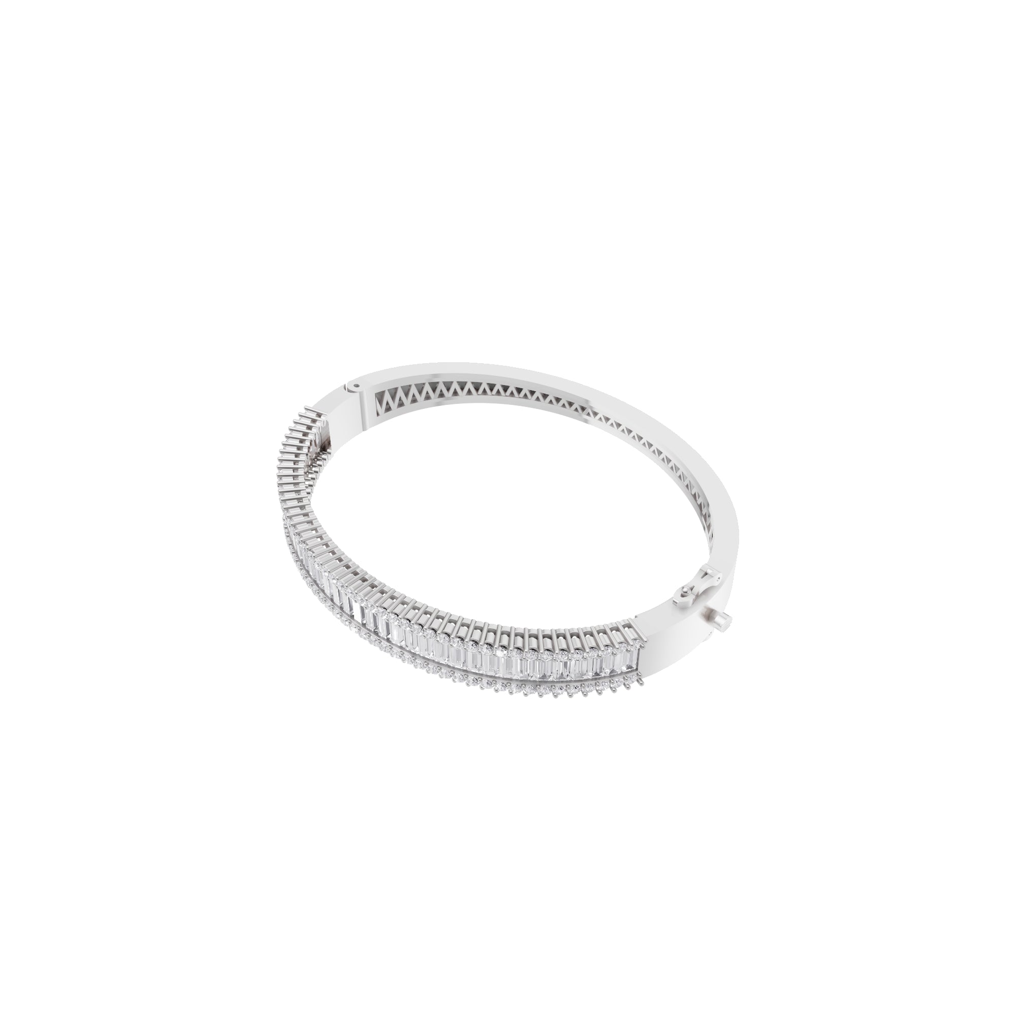 Aarinya Baguette Diamond Kada Bracelet, Linear Luminance Diamond Bracelet