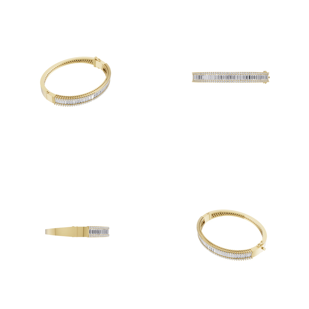 Aarinya Baguette Diamond Kada Bracelet, Linear Luminance Diamond Bracelet