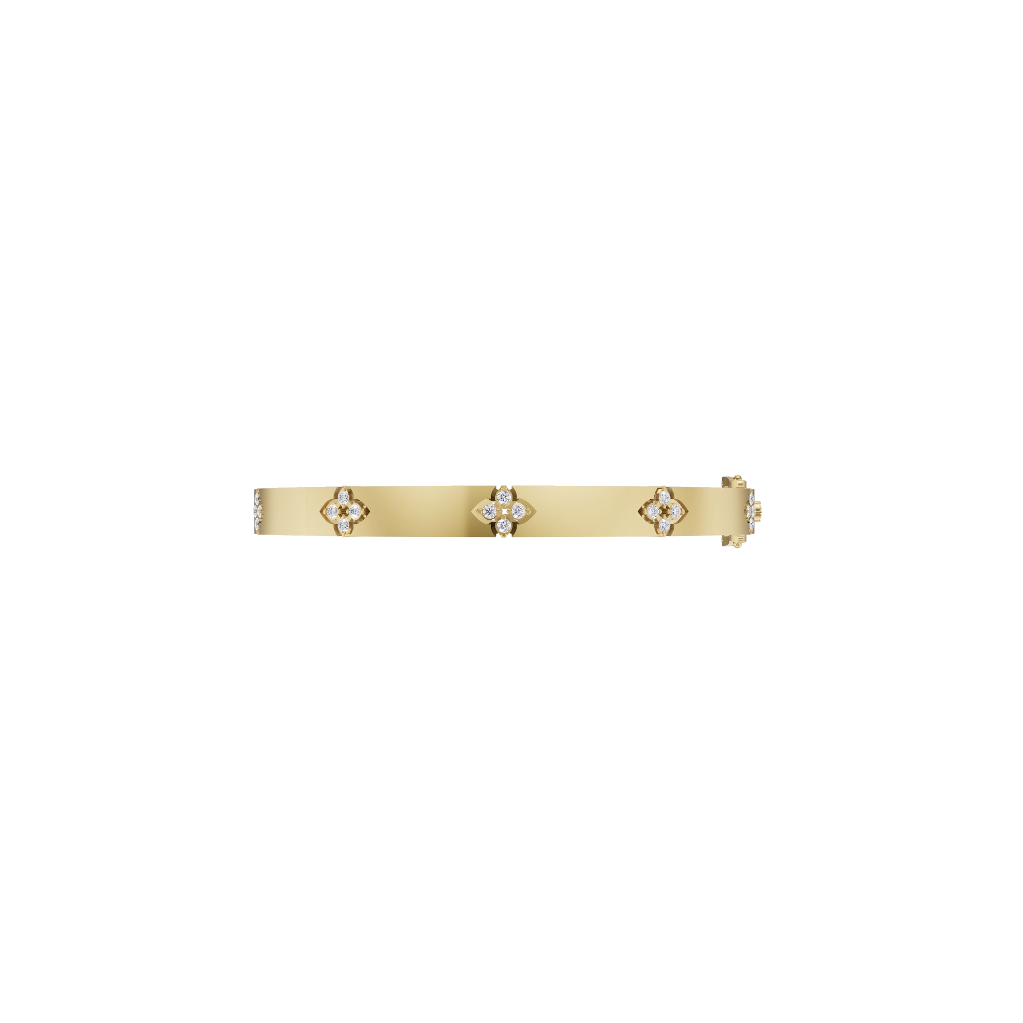 Aarinya Bloom Lattice Lab grown Diamond Oval Cuff Bracelet, Florenza Quatrefoil Diamond Kada Bracelet