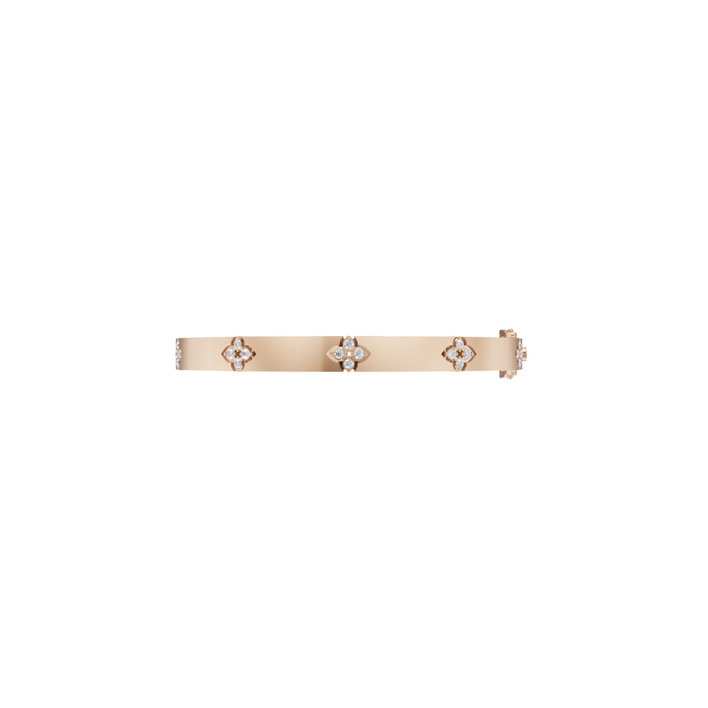 Aarinya Bloom Lattice Lab grown Diamond Oval Cuff Bracelet, Florenza Quatrefoil Diamond Kada Bracelet