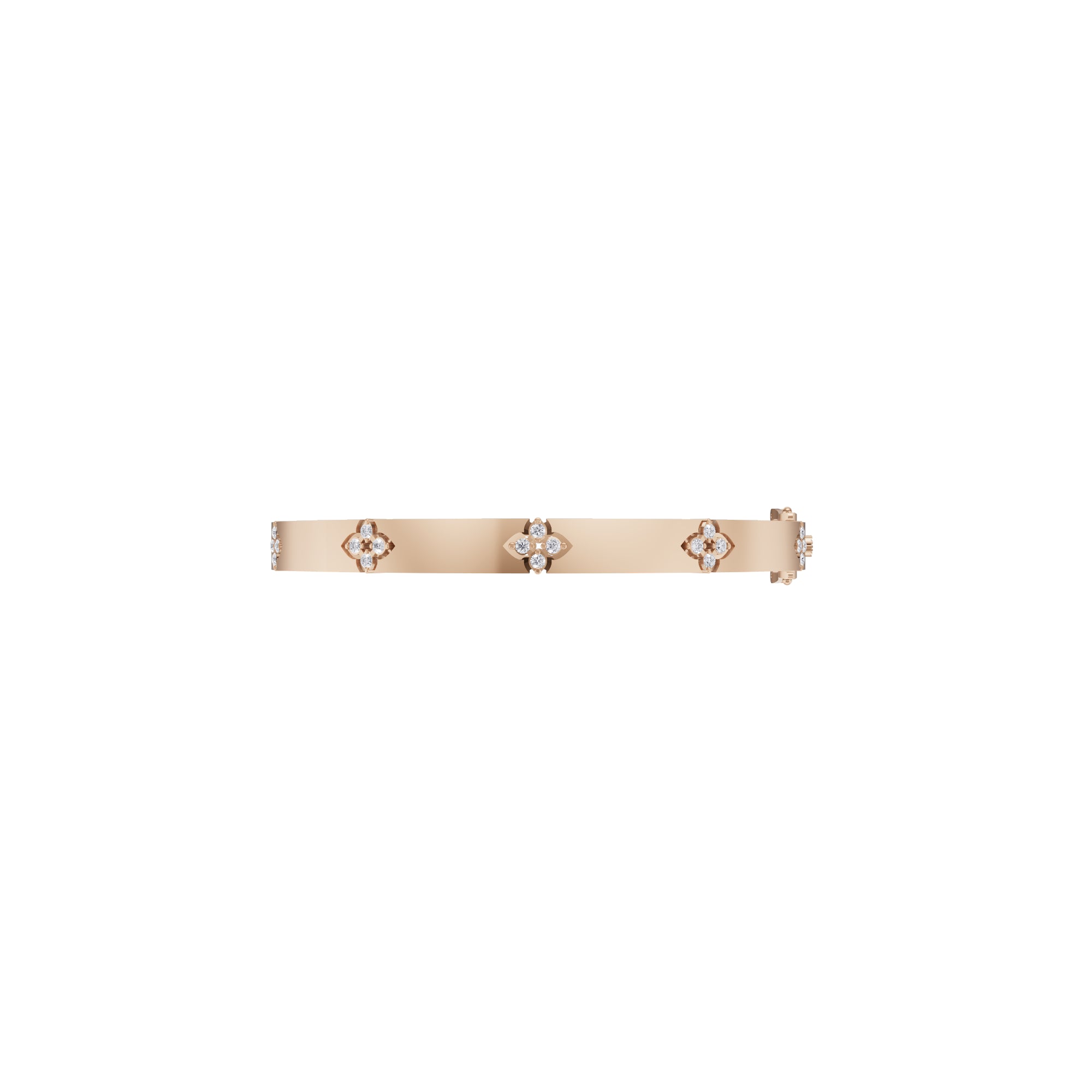 Aarinya Bloom Lattice Lab grown Diamond Oval Cuff Bracelet, Florenza Quatrefoil Diamond Kada Bracelet