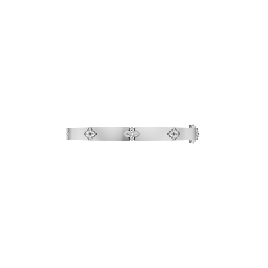 Aarinya Bloom Lattice Lab grown Diamond Oval Cuff Bracelet, Florenza Quatrefoil Diamond Kada Bracelet