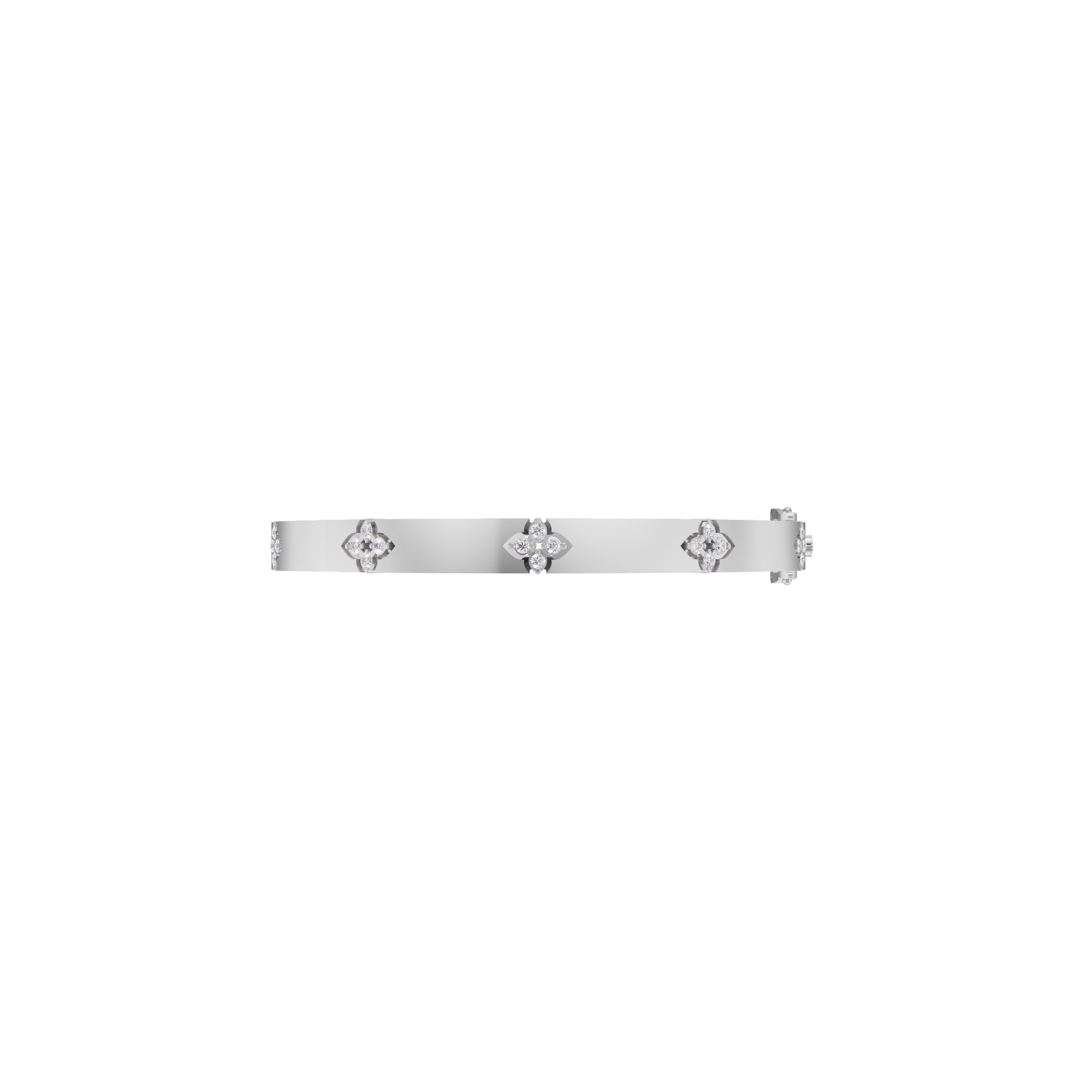 Aarinya Bloom Lattice Lab grown Diamond Oval Cuff Bracelet, Florenza Quatrefoil Diamond Kada Bracelet