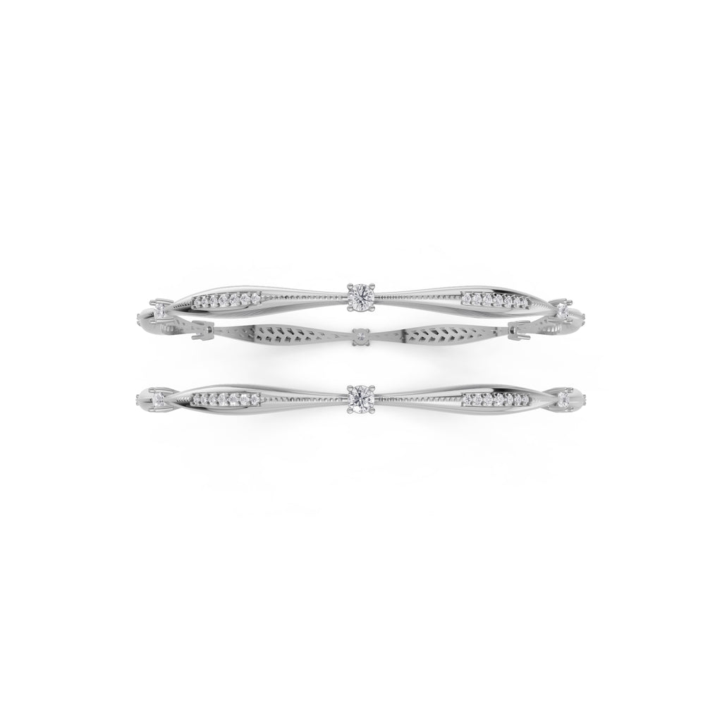 Aarinya Twisted Elegance Diamond Bracelet, Celestial Wave Lab grown Diamond Kada Pair