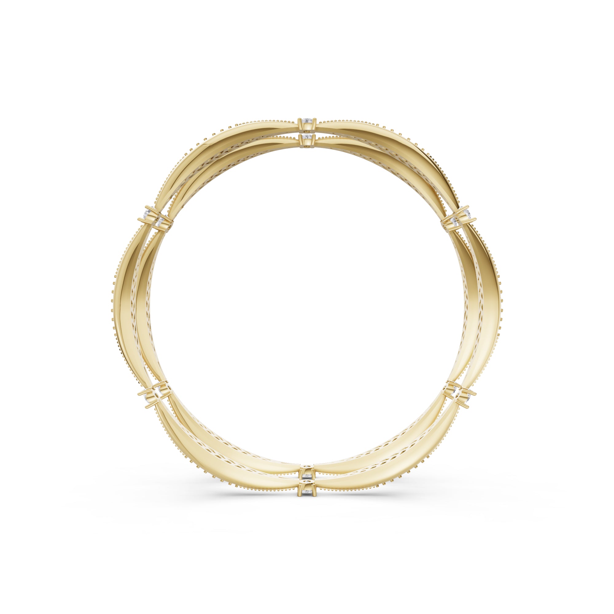 Aarinya Twisted Elegance Diamond Bracelet, Celestial Wave Lab grown Diamond Kada Pair