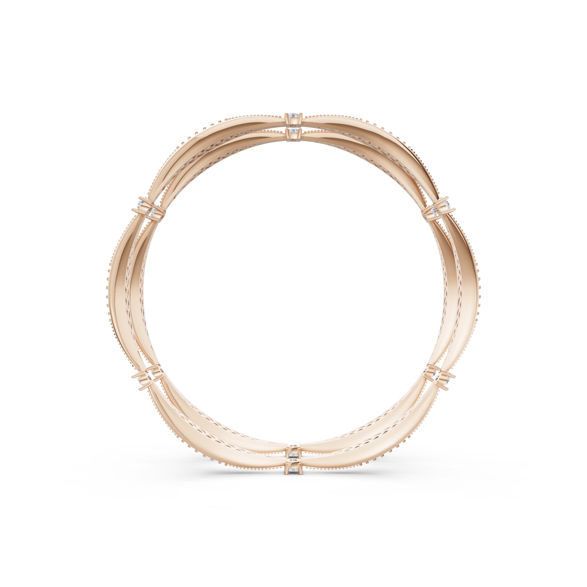 Aarinya Twisted Elegance Diamond Bracelet, Celestial Wave Lab grown Diamond Kada Pair