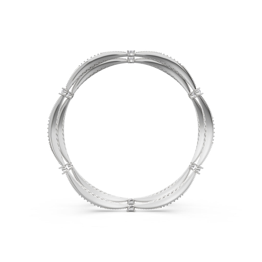 Aarinya Twisted Elegance Diamond Bracelet, Celestial Wave Lab grown Diamond Kada Pair
