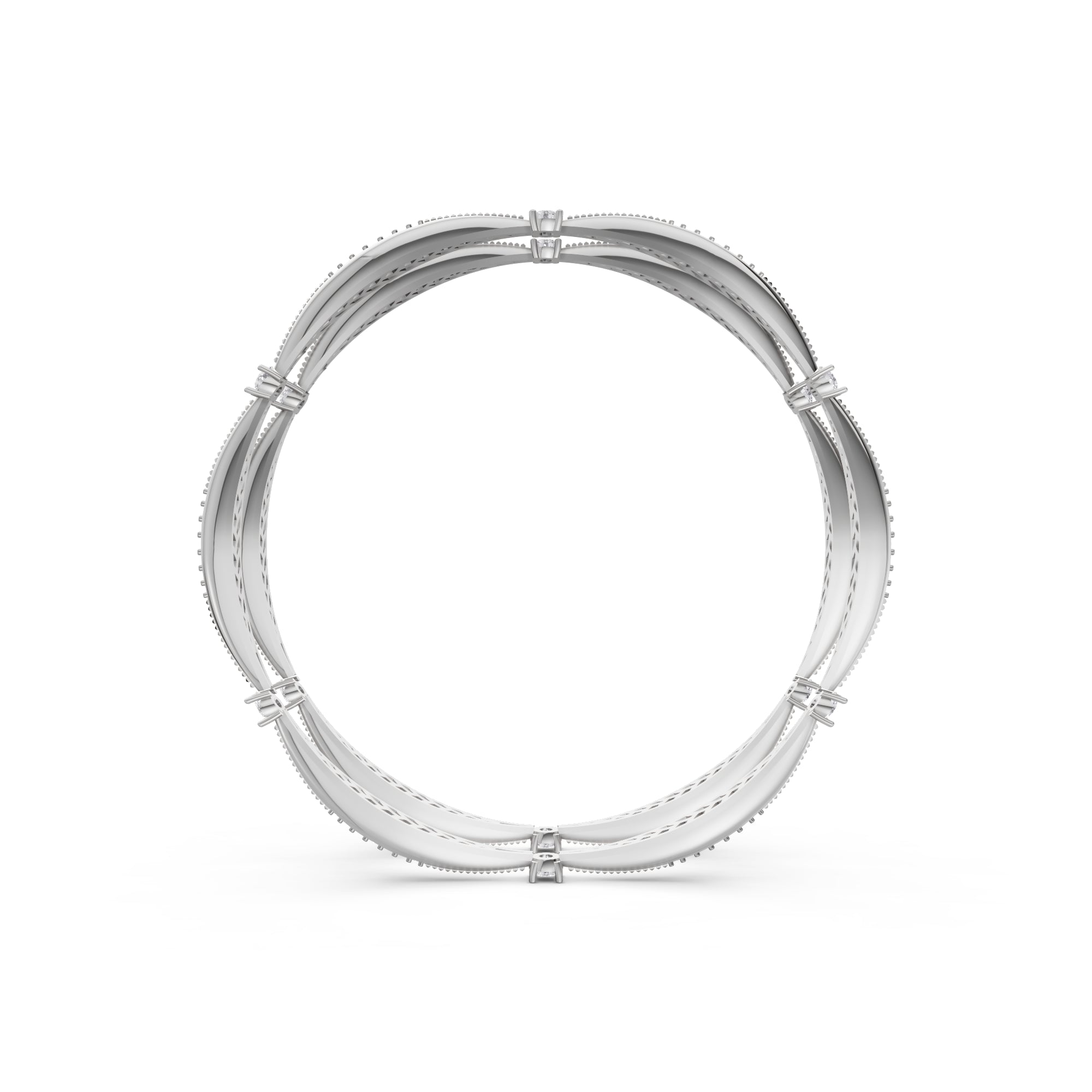 Aarinya Twisted Elegance Diamond Bracelet, Celestial Wave Lab grown Diamond Kada Pair
