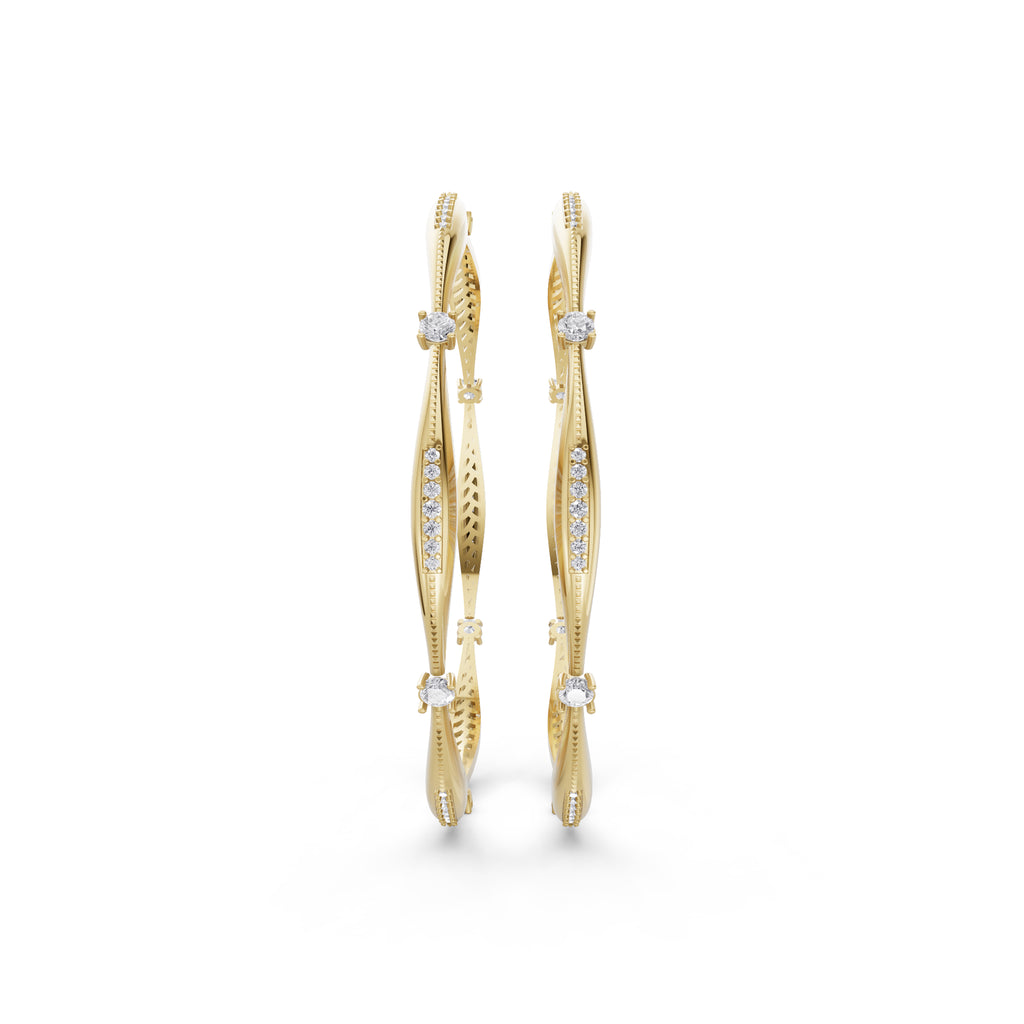 Aarinya Twisted Elegance Diamond Bracelet, Celestial Wave Lab grown Diamond Kada Pair