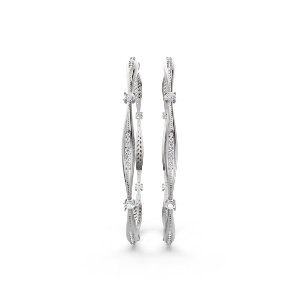 Aarinya Twisted Elegance Diamond Bracelet, Celestial Wave Lab grown Diamond Kada Pair