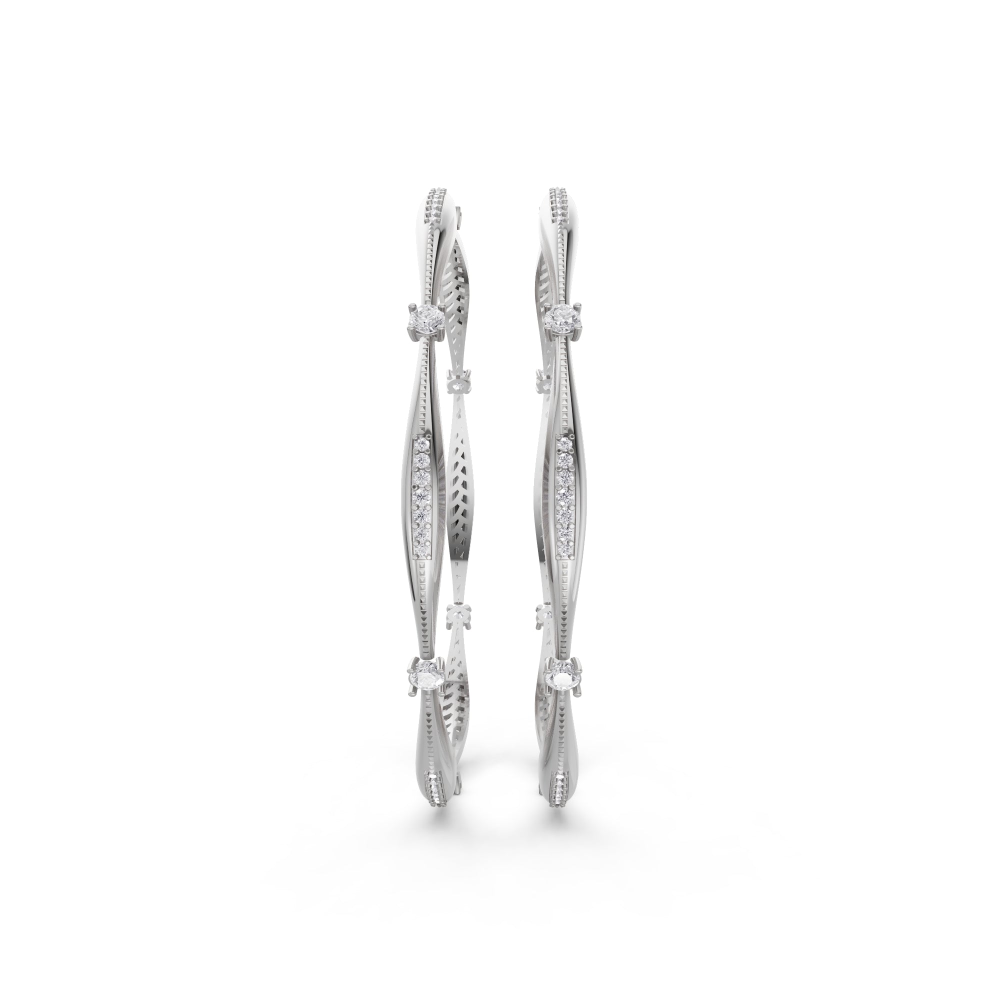 Aarinya Twisted Elegance Diamond Bracelet, Celestial Wave Lab grown Diamond Kada Pair