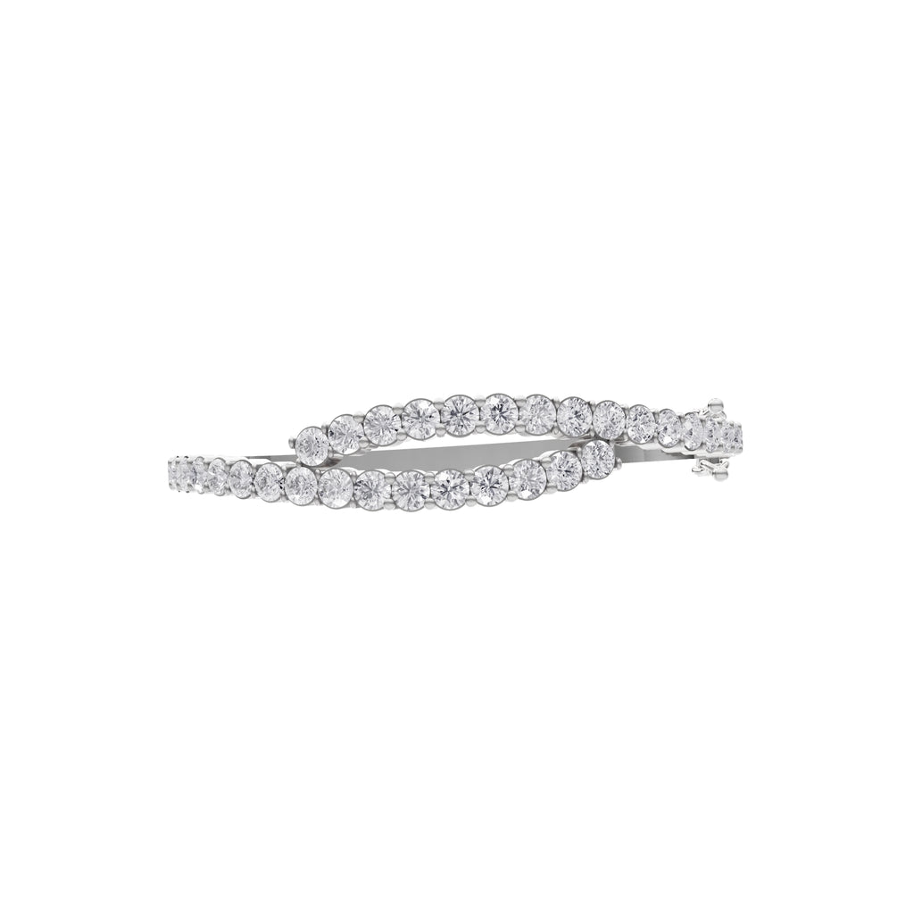 Aarinya Interlocking Dual-Row Diamond Bracelet, The Crossover Luminance Diamond Kada Bracelet