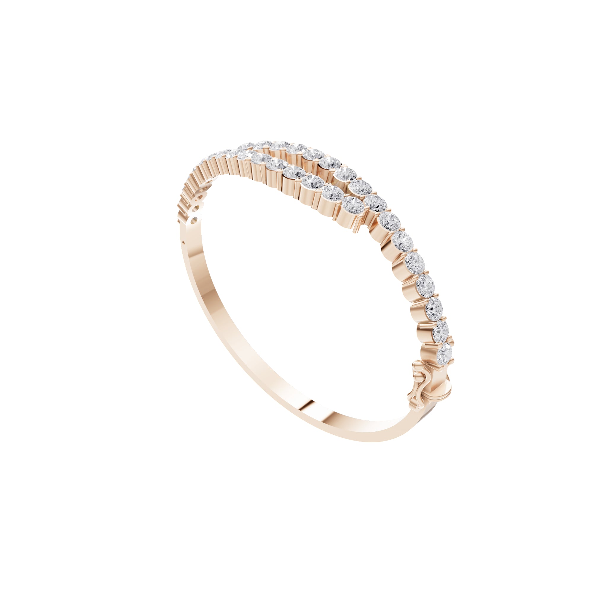 Aarinya Interlocking Dual-Row Diamond Bracelet, The Crossover Luminance Diamond Kada Bracelet