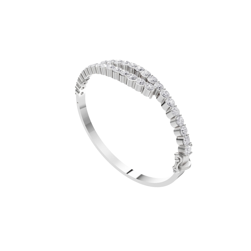 Aarinya Interlocking Dual-Row Diamond Bracelet, The Crossover Luminance Diamond Kada Bracelet