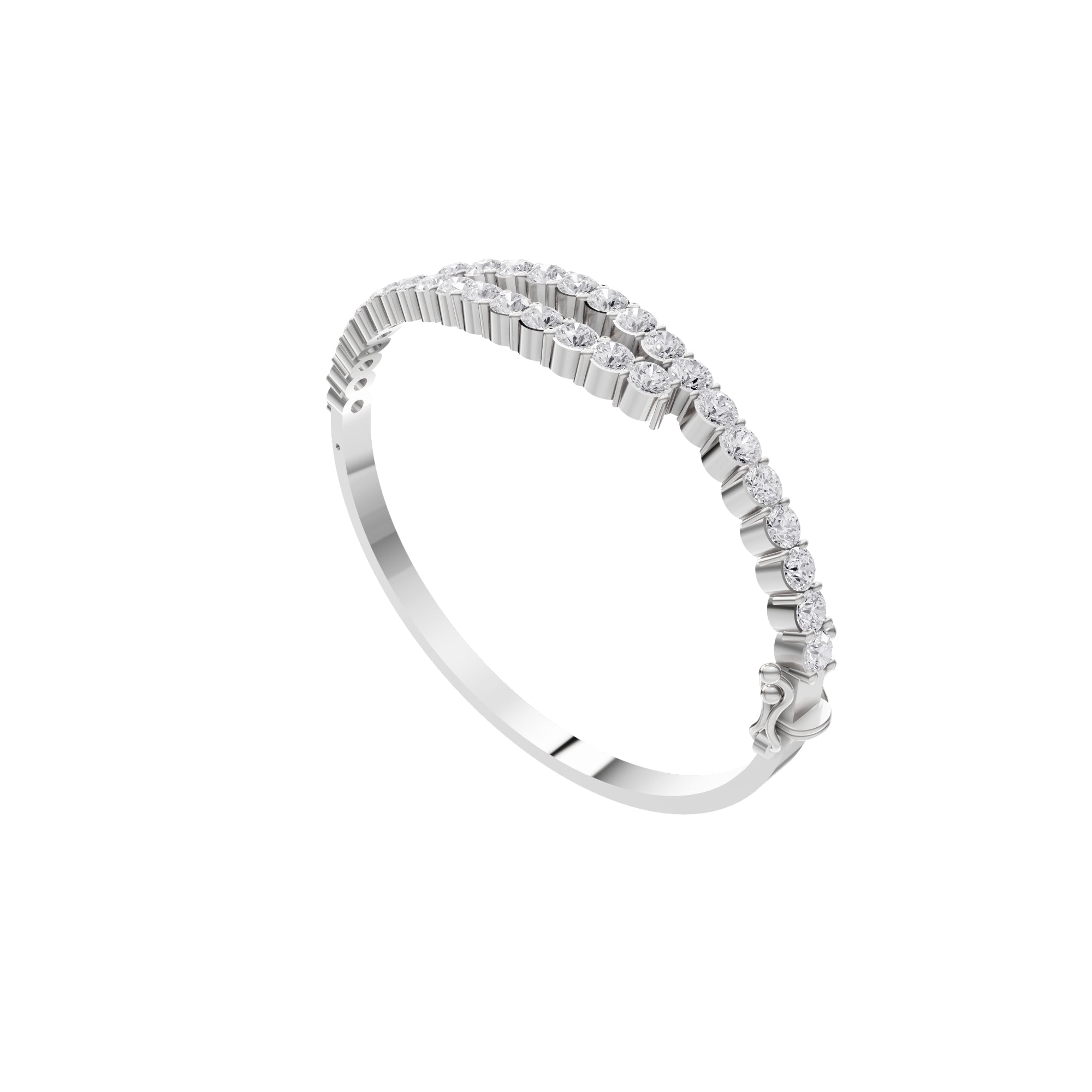 Aarinya Interlocking Dual-Row Diamond Bracelet, The Crossover Luminance Diamond Kada Bracelet