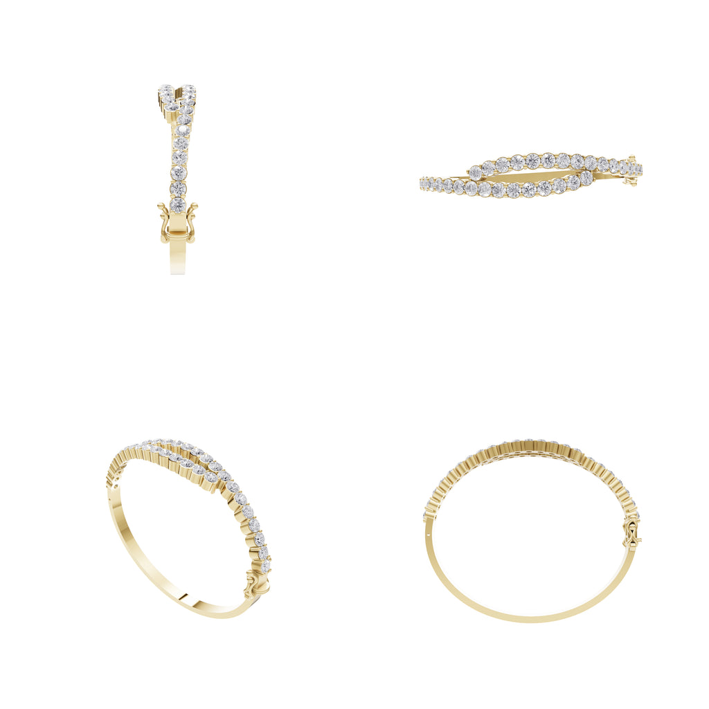 Aarinya Interlocking Dual-Row Diamond Bracelet, The Crossover Luminance Diamond Kada Bracelet