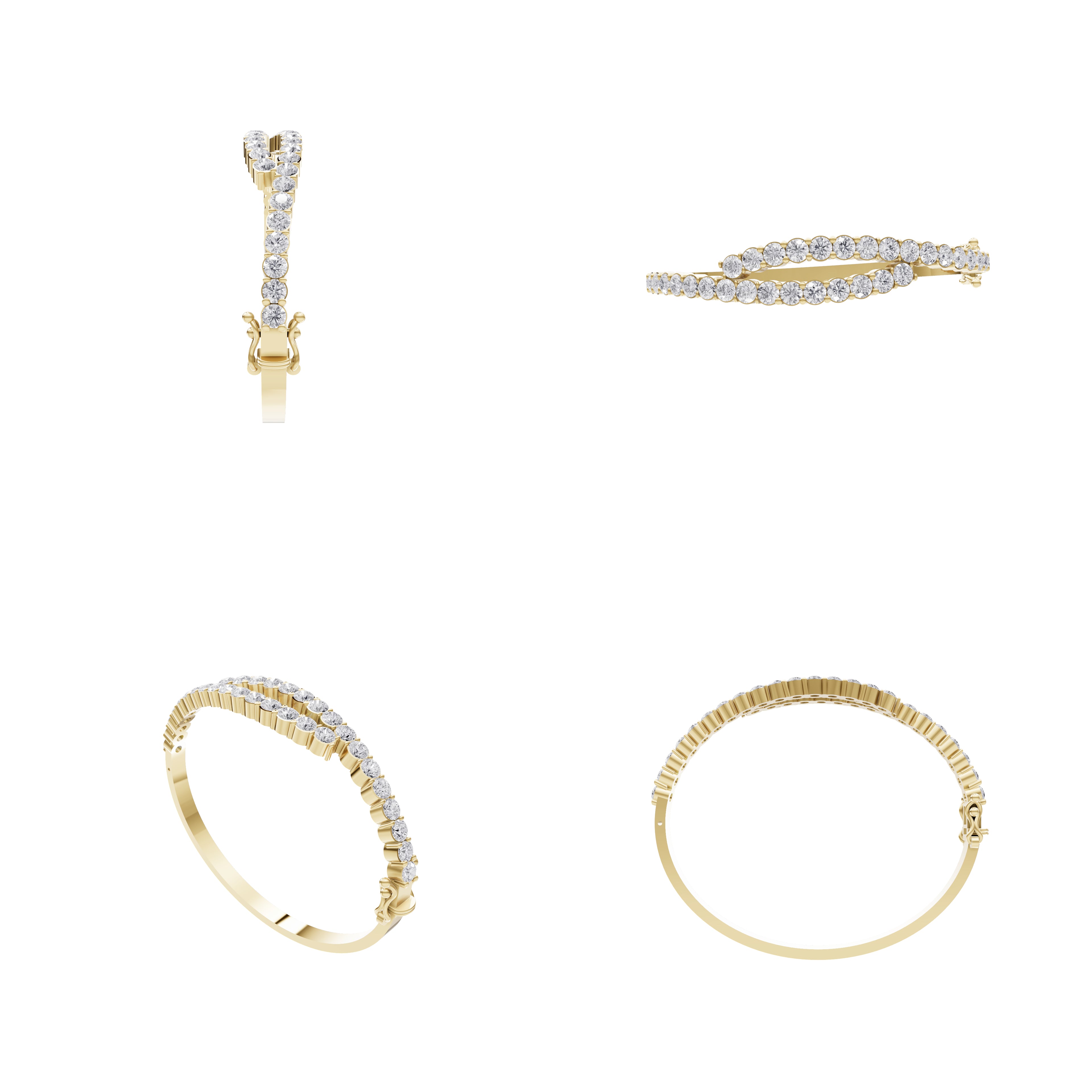 Aarinya Interlocking Dual-Row Diamond Bracelet, The Crossover Luminance Diamond Kada Bracelet