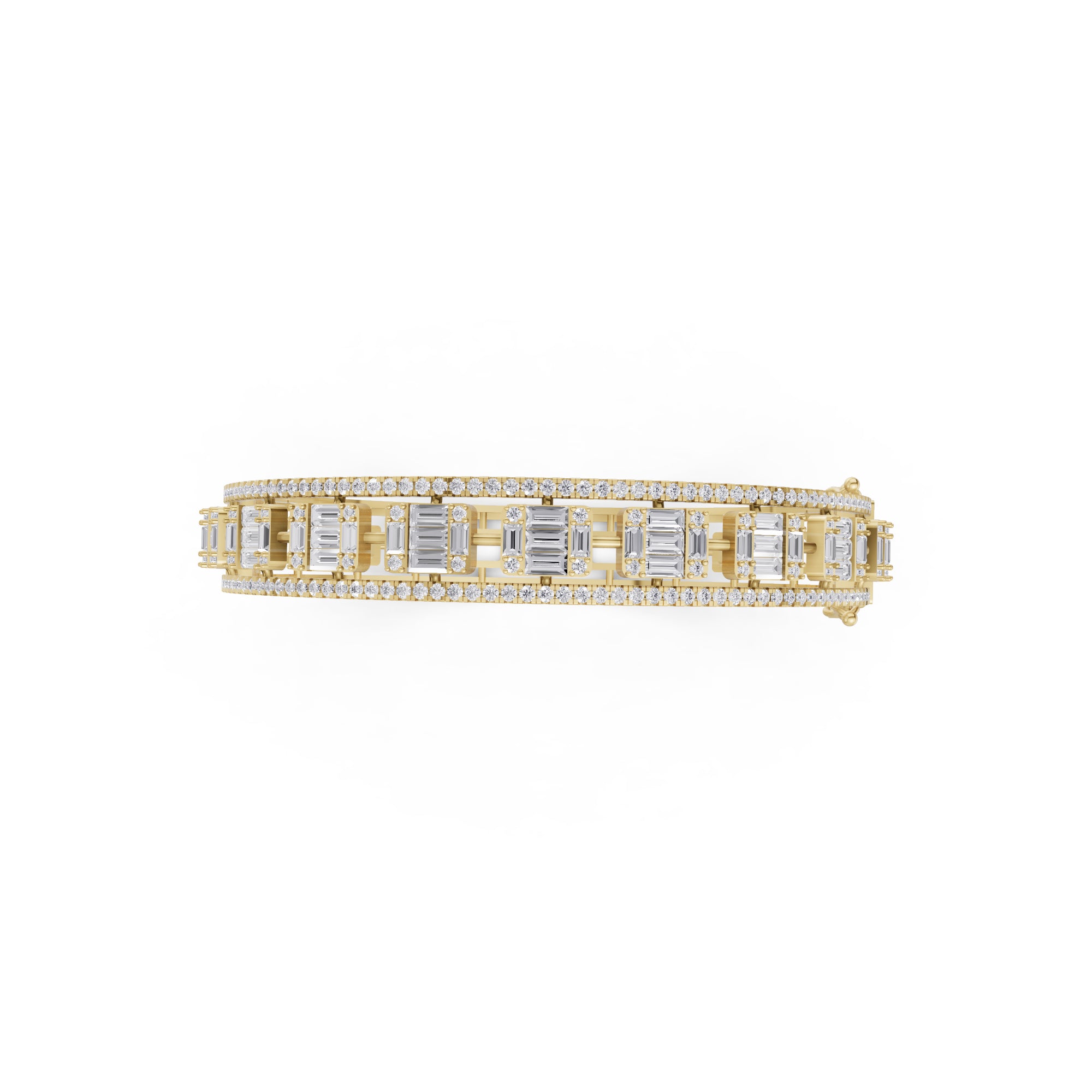 Aarinya Prism Art Deco Baguette Kada Bracelet, Geometric Grandeur Diamond Bracelet